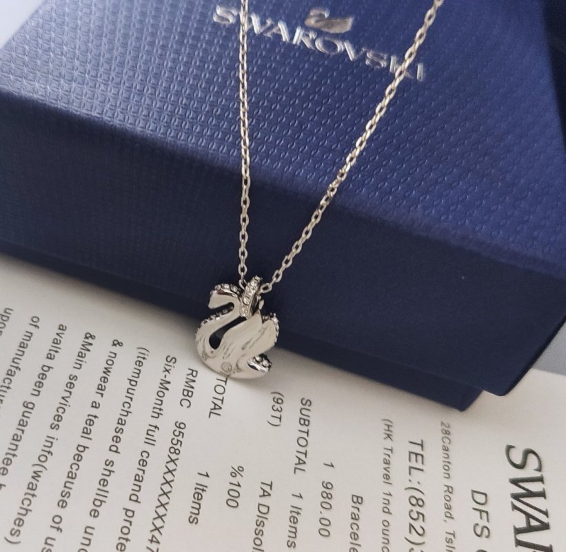 Swarovski Iconic Swan White Crystal Pendant Necklace view
