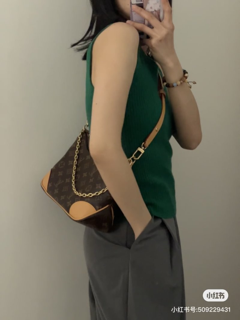 Louis Vuitton Monogram Canvas Shoulder Bag - Brown & Tan view