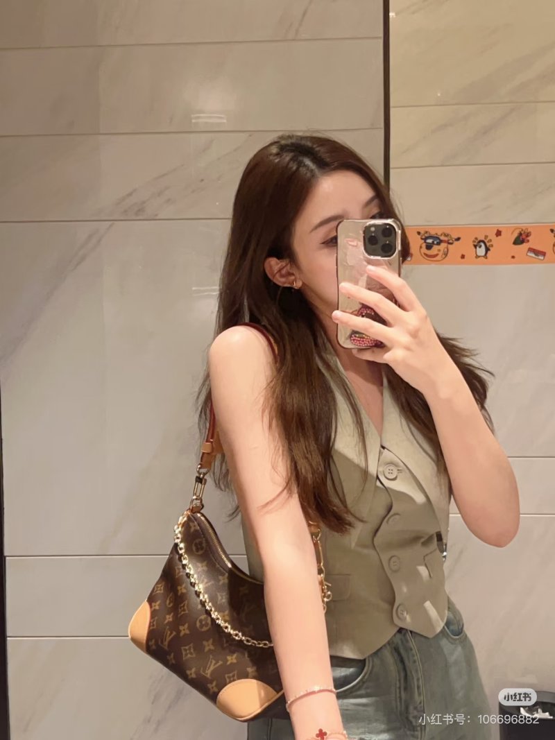 Louis Vuitton Monogram Canvas Shoulder Bag - Brown & Tan view