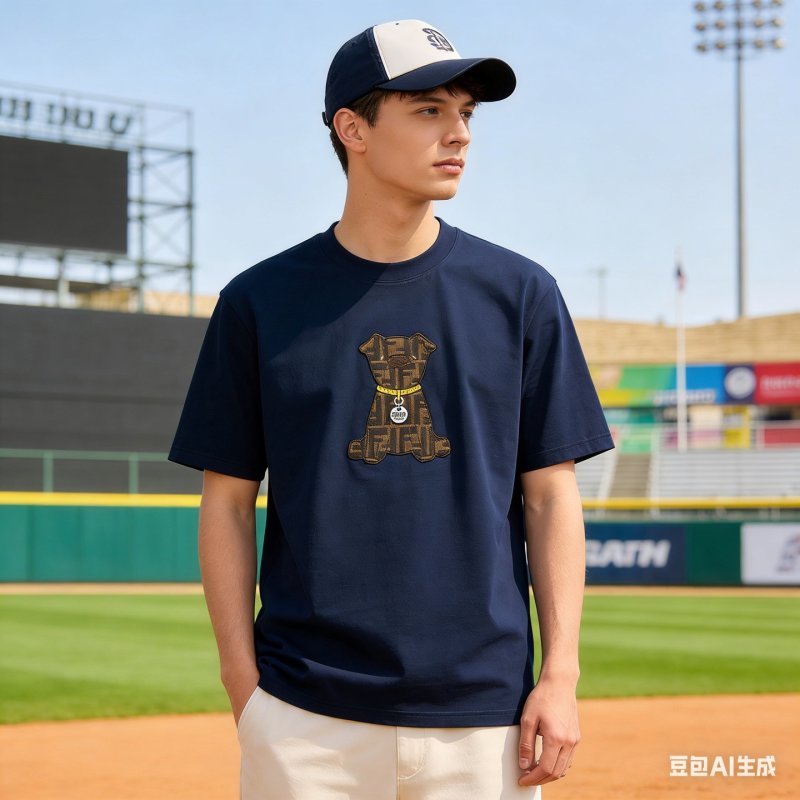 Navy Bear Logo Graphic T-Shirt