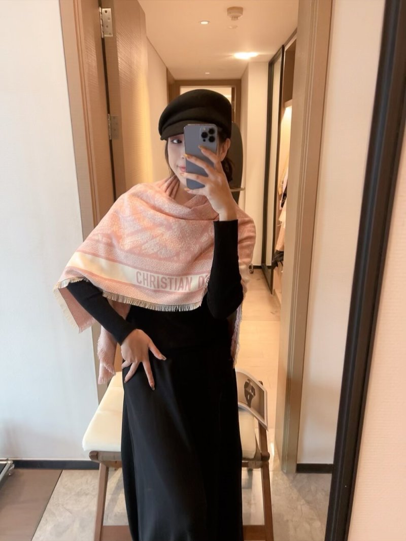 Dior Twill Square Scarf Pink 140x140cm