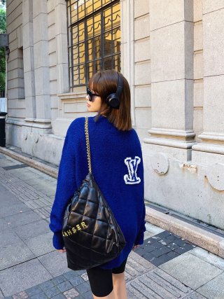 Louis Vuitton Blue Wool Knit Sweater with Logo Embroidery view 5