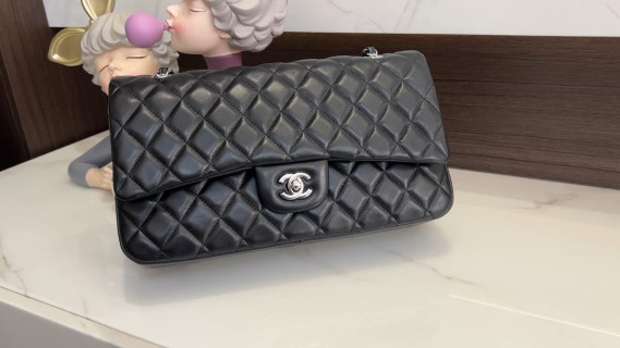 Chanel Classic Quilted Flap Bag Black Silver Hardware video