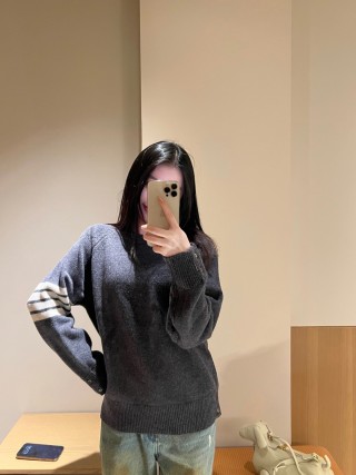Charcoal Ribbed Knit Sweater - Classic Crew Neck view 2