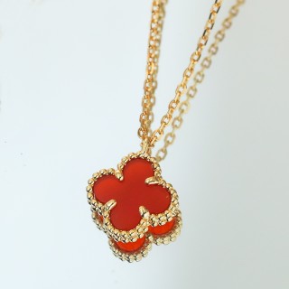 Van Cleef & Arpels Mini Four Leaf Clover Red Carnelian Necklace view 5