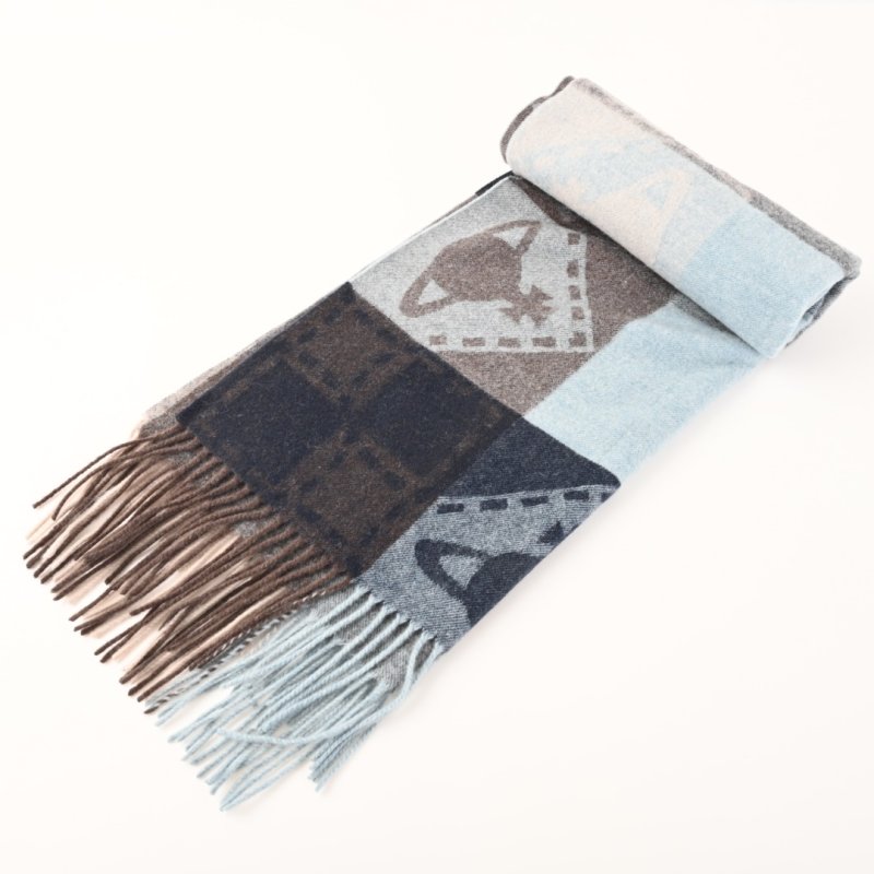 Vivienne Westwood Saturn Orb Colorblock Wool Cashmere Fringe Scarf view