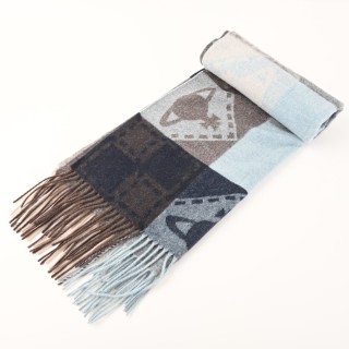 Vivienne Westwood Saturn Orb Colorblock Wool Cashmere Fringe Scarf view 3