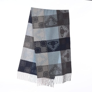Vivienne Westwood Saturn Orb Colorblock Wool Cashmere Fringe Scarf view 4