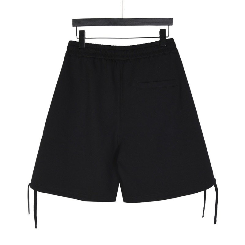Black Drawstring Shorts with Logo Embroidery view