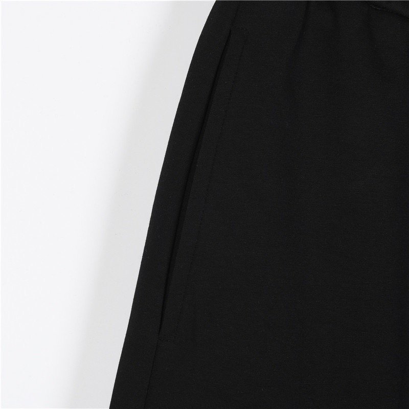 Black Drawstring Shorts with Logo Embroidery view