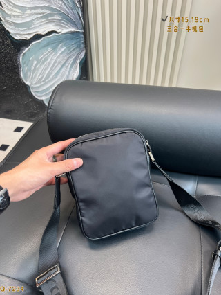 Prada Black Nylon Triangle Logo Shoulder Bag 15.19cm view 2