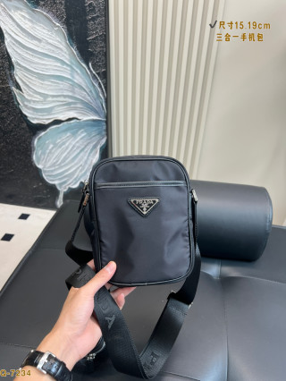 Prada Black Nylon Triangle Logo Shoulder Bag 15.19cm view 3