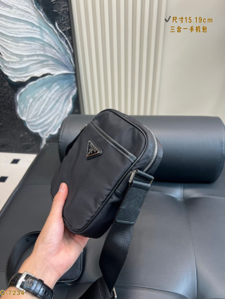 Prada Black Nylon Triangle Logo Shoulder Bag 15.19cm view 6