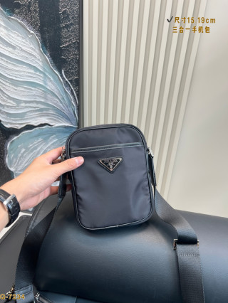 Prada Black Nylon Triangle Logo Shoulder Bag 15.19cm view 7