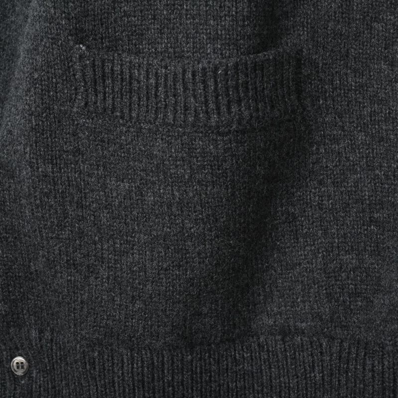 Charcoal Ribbed Cardigan with White Stripe Sleeves view