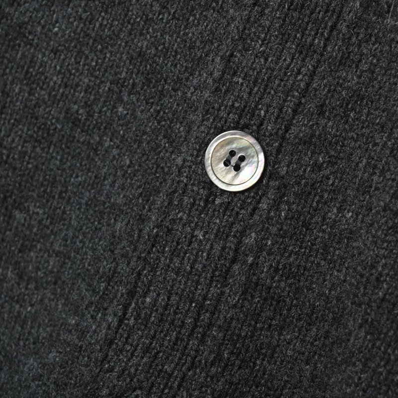 Charcoal Ribbed Cardigan with White Stripe Sleeves view