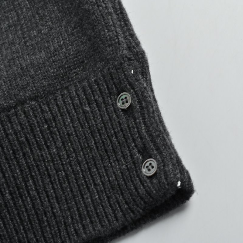 Charcoal Ribbed Cardigan with White Stripe Sleeves view