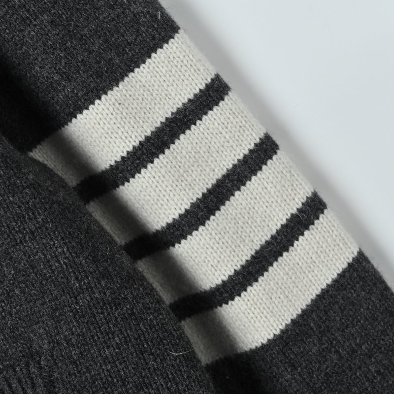 Charcoal Ribbed Cardigan with White Stripe Sleeves view