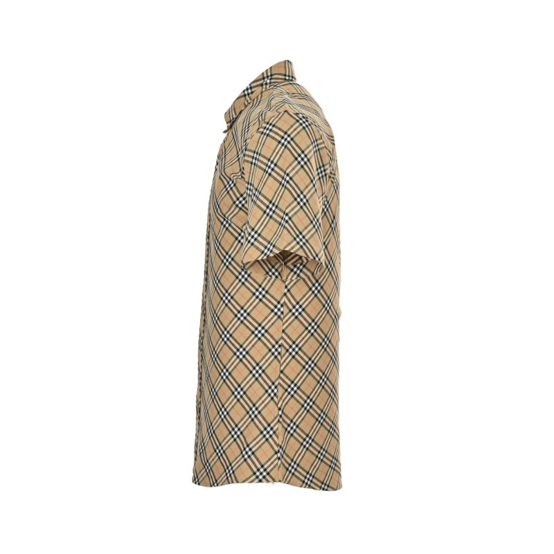 Burberry Beige Check Short Sleeve Button-Up Shirt view
