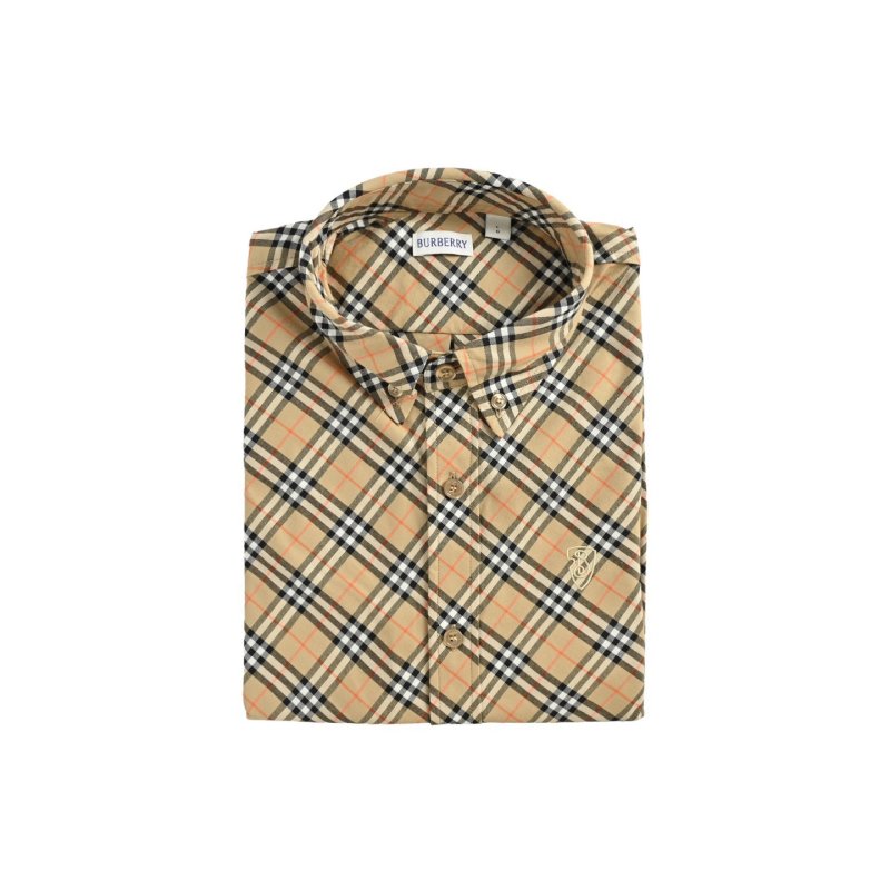 Burberry Beige Check Short Sleeve Button-Up Shirt view