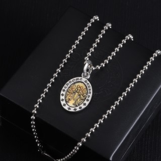 Chrome Hearts Oval Angel Pendant Silver Chain Necklace view 3
