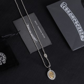 Chrome Hearts Oval Angel Pendant Silver Chain Necklace view 4