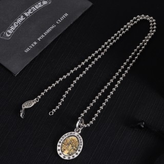 Chrome Hearts Oval Angel Pendant Silver Chain Necklace view 5