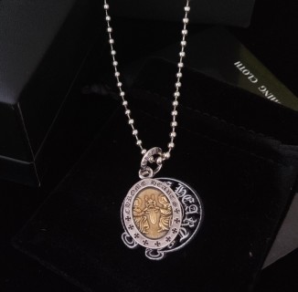 Chrome Hearts Oval Angel Pendant Silver Chain Necklace view 7