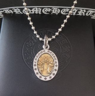 Chrome Hearts Oval Angel Pendant Silver Chain Necklace view 8