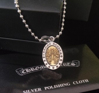 Chrome Hearts Oval Angel Pendant Silver Chain Necklace view 9