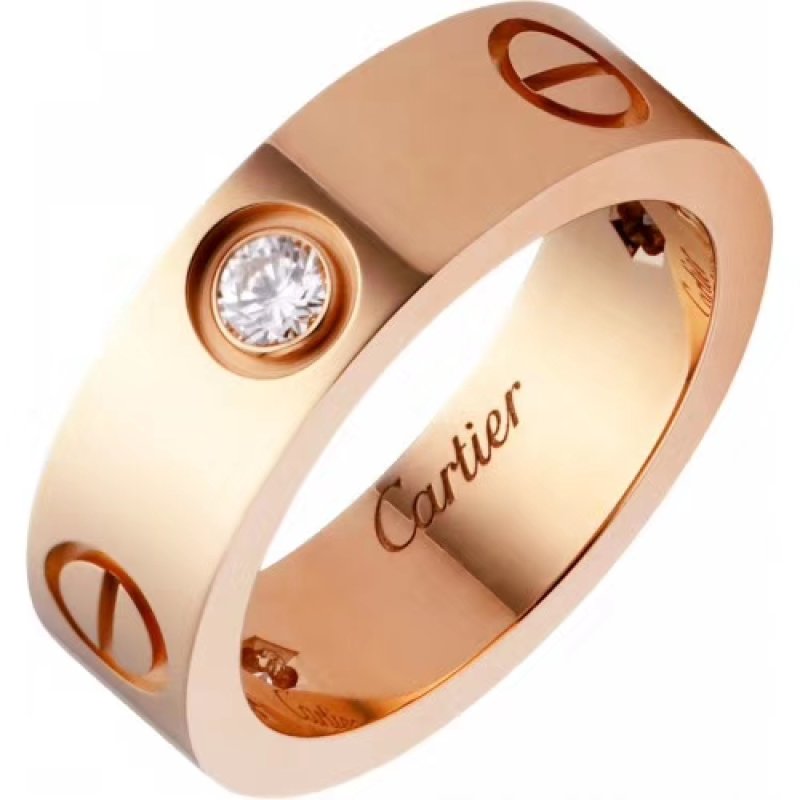 Cartier 18K Gold Single Diamond Band Ring - Rose Gold view