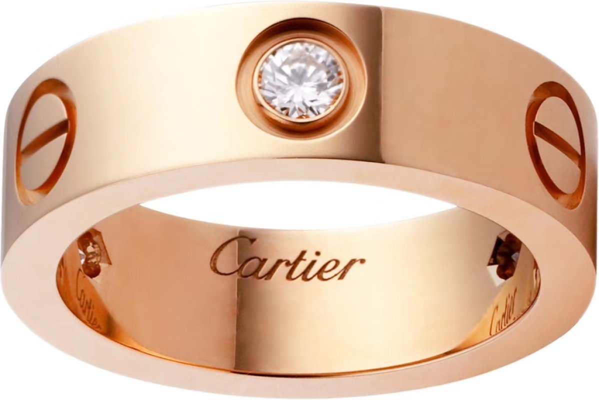 Cartier 18K Gold Single Diamond Band Ring - Rose Gold view