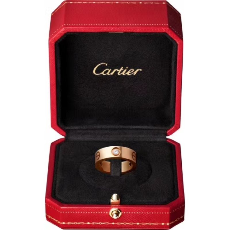 Cartier 18K Gold Single Diamond Band Ring - Rose Gold view