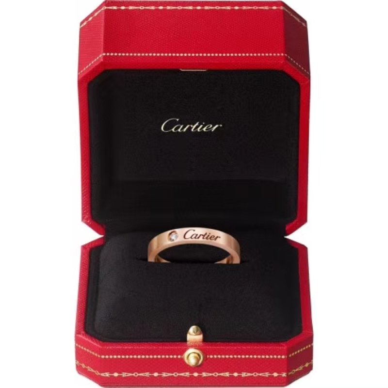 Cartier 18K Gold Single Diamond Band Ring - Rose Gold view