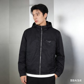 Prada Black Nylon Hooded Zip Jacket view 1