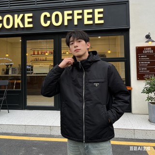 Prada Black Nylon Hooded Zip Jacket view 3
