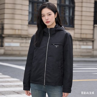 Prada Black Nylon Hooded Zip Jacket view 8
