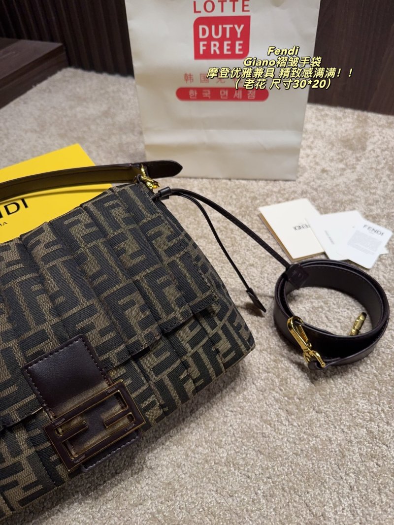Fendi Giano Pleated Shoulder Bag - Brown Monogram view