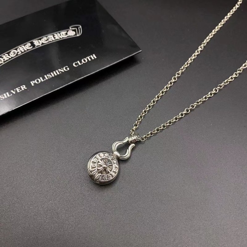 Chrome Hearts Flame Cross Pendant Silver Chain Necklace view