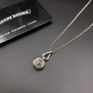 Chrome Hearts Flame Cross Pendant Silver Chain Necklace view 2