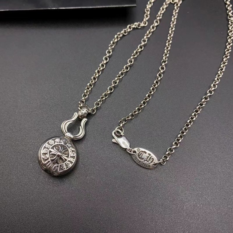 Chrome Hearts Flame Cross Pendant Silver Chain Necklace view