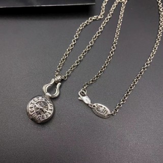 Chrome Hearts Flame Cross Pendant Silver Chain Necklace view 5