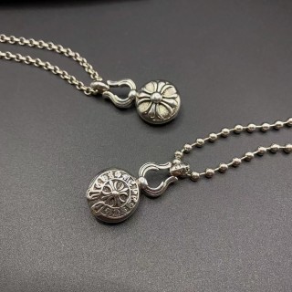 Chrome Hearts Flame Cross Pendant Silver Chain Necklace view 6