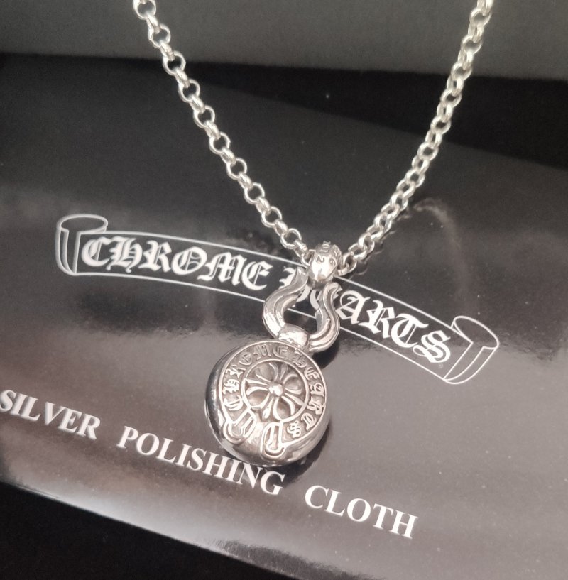 Chrome Hearts Flame Cross Pendant Silver Chain Necklace view