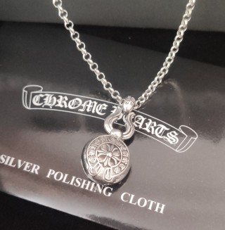 Chrome Hearts Flame Cross Pendant Silver Chain Necklace view 7