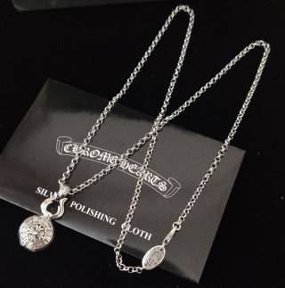 Chrome Hearts Flame Cross Pendant Silver Chain Necklace view 8