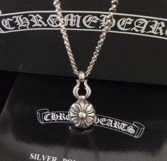 Chrome Hearts Flame Cross Pendant Silver Chain Necklace view 9