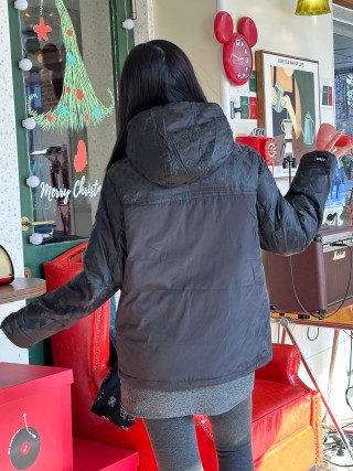 Black Quilted Down Jacket with Hood view 8