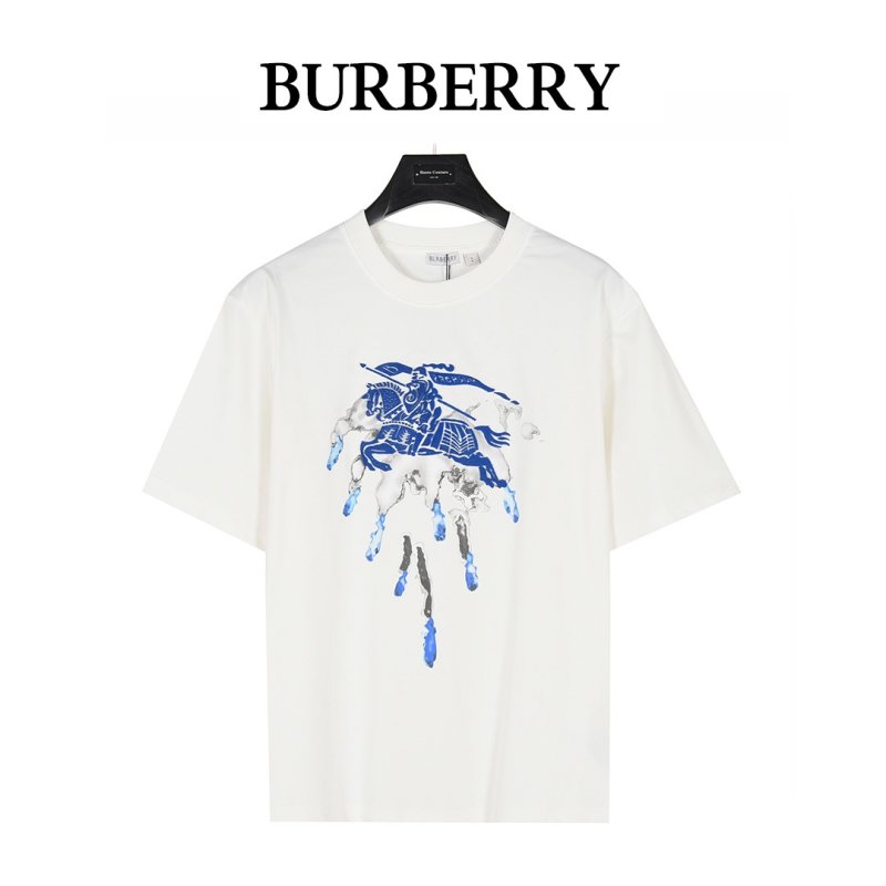 Burberry White Blue Graphic Equestrian T-Shirt view