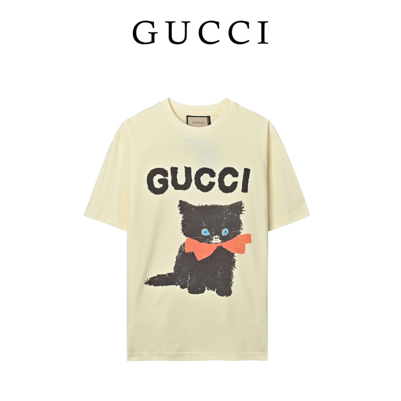 Gucci Cat Logo Cream T-Shirt view